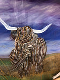 Highland cattle glass picture