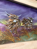 highland cow glass picture