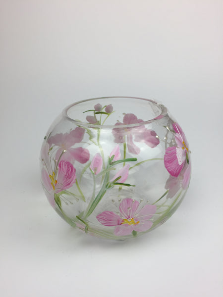 candle holder pink rose