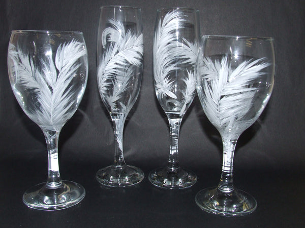 white feather glass